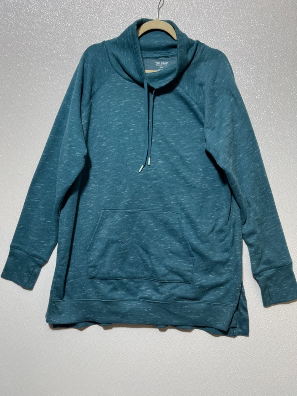 tek gear Teal Heather Drawstring Cowl Pullover